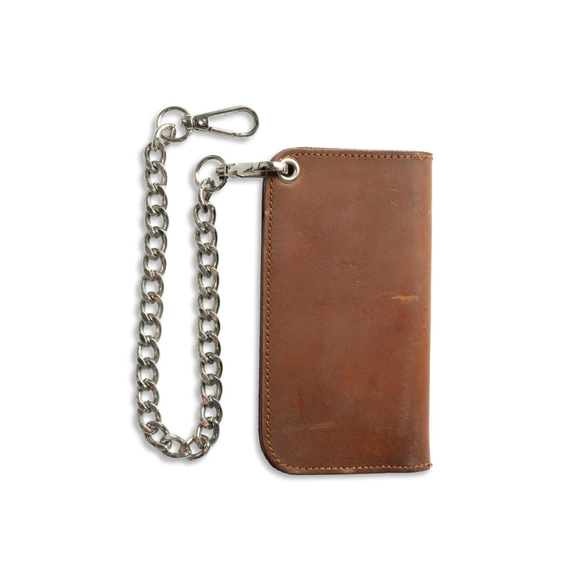 SMALL TRUCKER - Vegetable Tanned Leather Wallet  First Manufacturing Company AMBER Chrome 