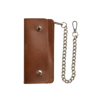 LARGE TRUCKER - Vegetable Tanned Leather Wallet First Manufacturing Company AMBER Chrome