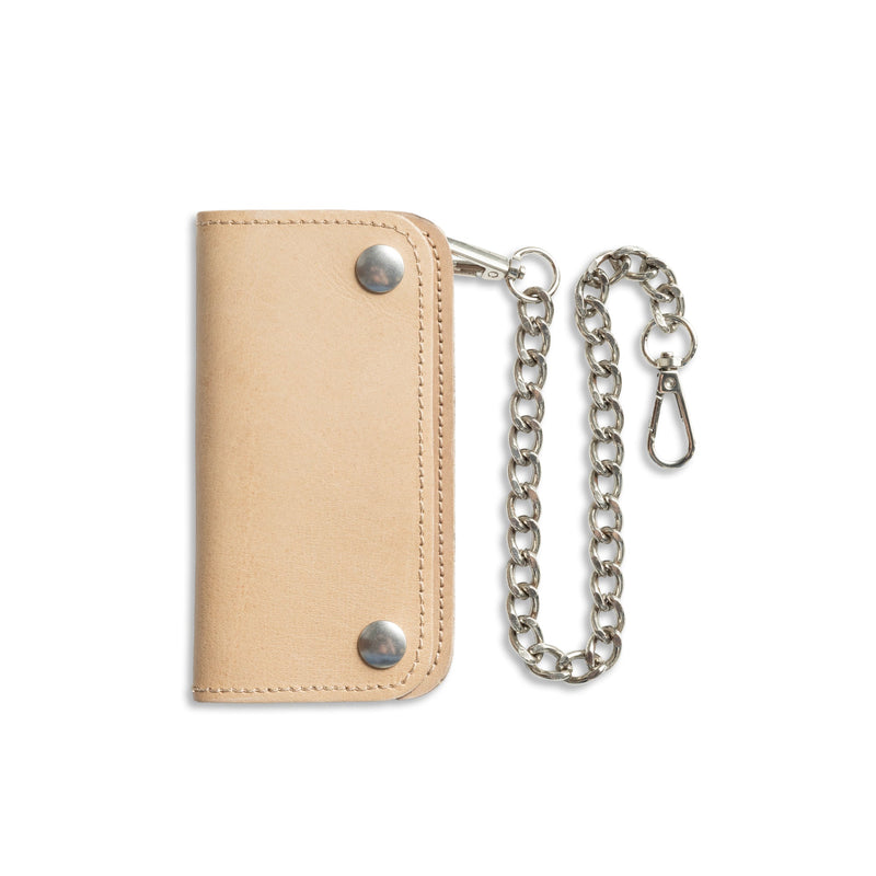 SMALL TRUCKER - Vegetable Tanned Leather Wallet First Manufacturing Company NATURAL Chrome