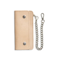 LARGE TRUCKER - Vegetable Tanned Leather Wallet Accessories First Manufacturing Company NATURAL Chrome