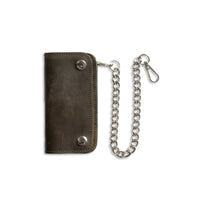 SMALL TRUCKER - Vegetable Tanned Leather Wallet First Manufacturing Company FOREST GREEN Chrome