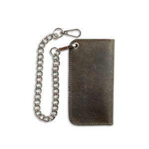 SMALL TRUCKER - Vegetable Tanned Leather Wallet  First Manufacturing Company FOREST GREEN Chrome 