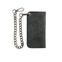 SMALL TRUCKER - Vegetable Tanned Leather Wallet  First Manufacturing Company GUNMETAL BLACK Chrome 