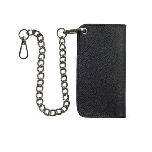 SMALL TRUCKER - Vegetable Tanned Leather Wallet  First Manufacturing Company Pebble Black Chrome 