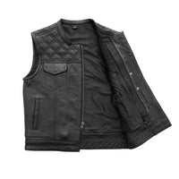 Whaler Black - Men's Club Style Leather Vest (Limited Edition) Factory Customs First Manufacturing Company   