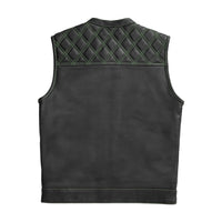 Whaler Green - Men's Club Style Leather Vest (Limited Edition) Factory Customs First Manufacturing Company   
