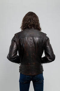 Brooklyn Mens Lambskin Leather Jacket Black Cognac
