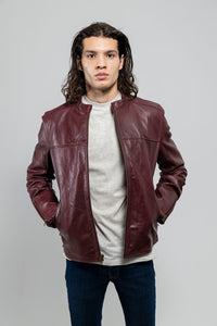 Grayson Mens Leather Jacket Oxblood