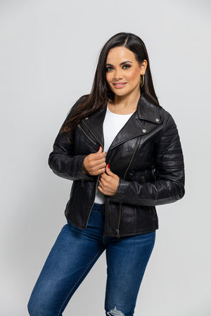 Princess Womens Moto Leather Jacket Black Women's Fashion Moto Leather Jacket Whet Blu NYC   