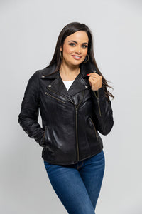 Princess Womens Moto Leather Jacket Black