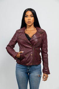 Queens Womens Leather Jacket Oxblood