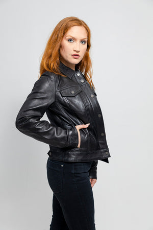 Madison Womens Fashion Leather Jacket Black