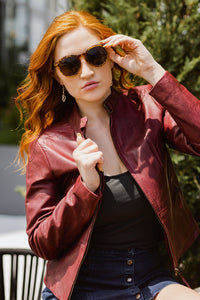 Rexie Womens Fashion Leather Jacket Women's Leather Jacket Whet Blu NYC   
