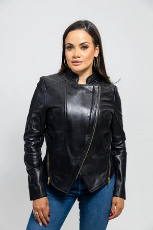 Zoey Womens Fashion Leather Jacket Women's Leather Jacket Whet Blu NYC   