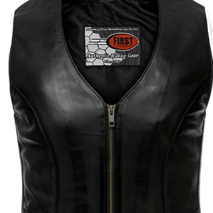 Savannah Women's Western Style Motorcycle Leather Vest Women's Leather Vest First Manufacturing Company