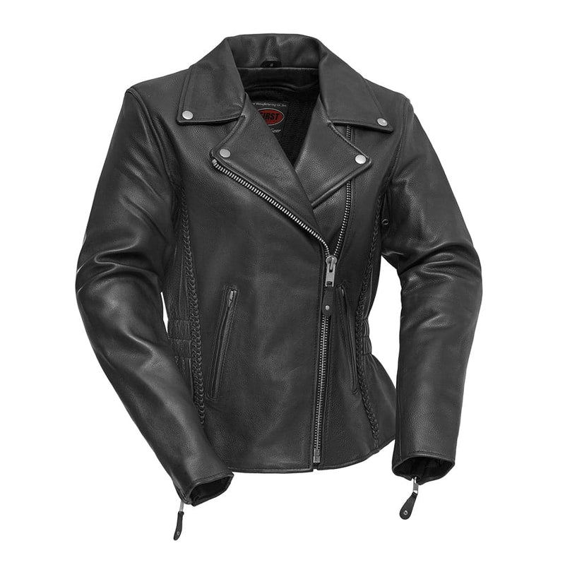 Allure Women's Motorcycle Leather Jacket Women's Leather Jacket First Manufacturing Company Black XS