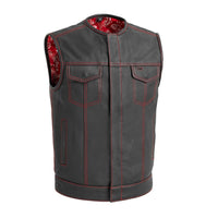 Bandit Men's Leather Motorcycle Vest Men's Leather Vest First Manufacturing Company Red S 