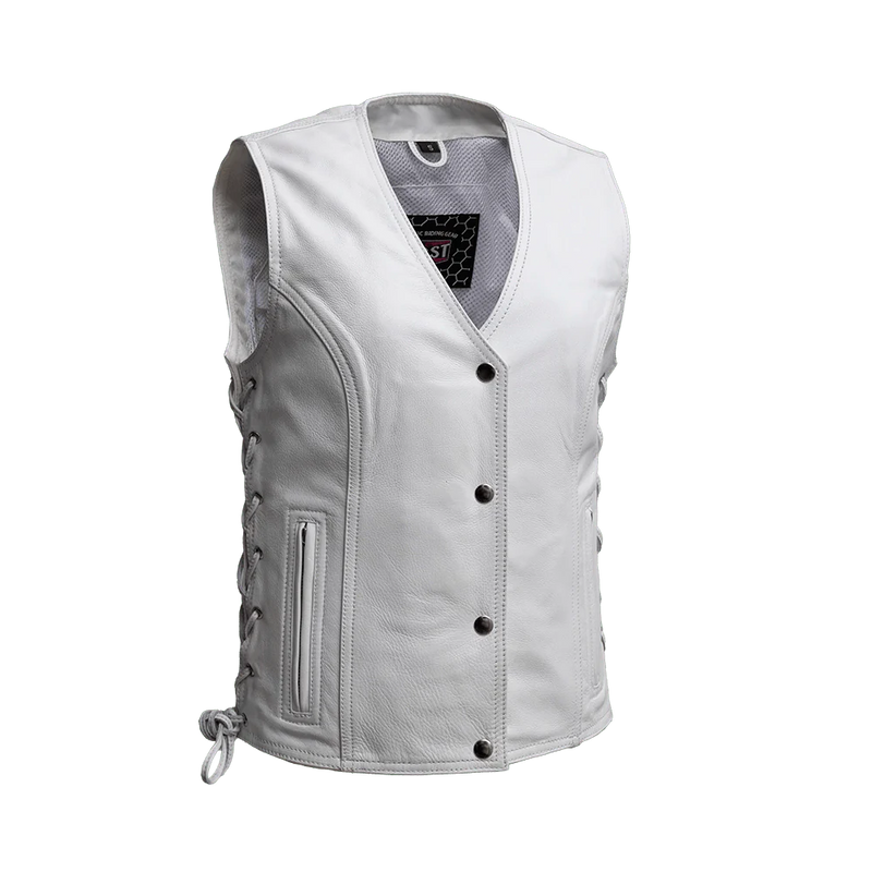 Beryl - Women's Motorcycle Leather Vest - White Women's Leather Vest First Manufacturing Company White XS 