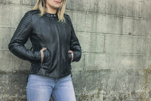 Biker - Women's Motorcycle Leather Jacket Women's Leather Jacket First Manufacturing Company   