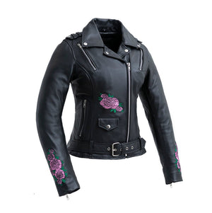 Bloom - Women's Motorcycle Leather Jacket Women's Leather Jacket First Manufacturing Company Black XS