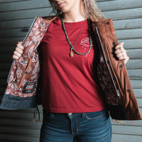 Blue Label Women's Club Style Leather/Denim Vest - Limited Edition Factory Customs First Manufacturing Company   