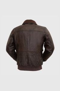 Mens Bomber Leather Jacket Brown