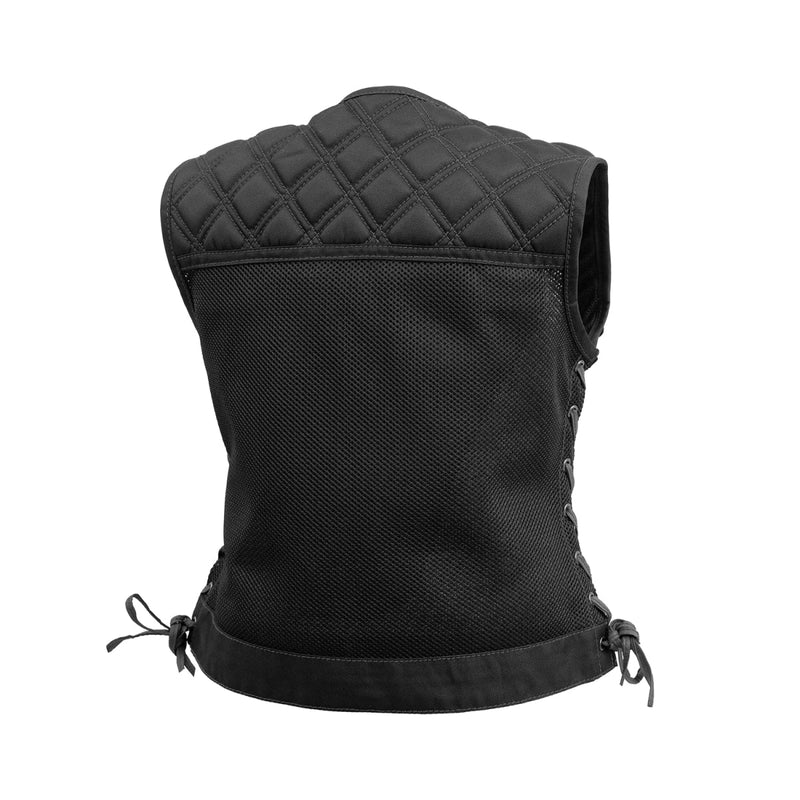 Bonnie Moto Mesh Women's Motorcycle Vest - Diamond Quilt Women's Leather Vest First Manufacturing Company   