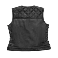 Bonnie - Women's Motorcycle Leather Vest - Diamond Quilt Women's Leather Vest First Manufacturing Company   