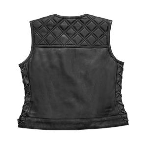 Bonnie - Women's Motorcycle Leather Vest - Diamond Quilt Women's Leather Vest First Manufacturing Company   