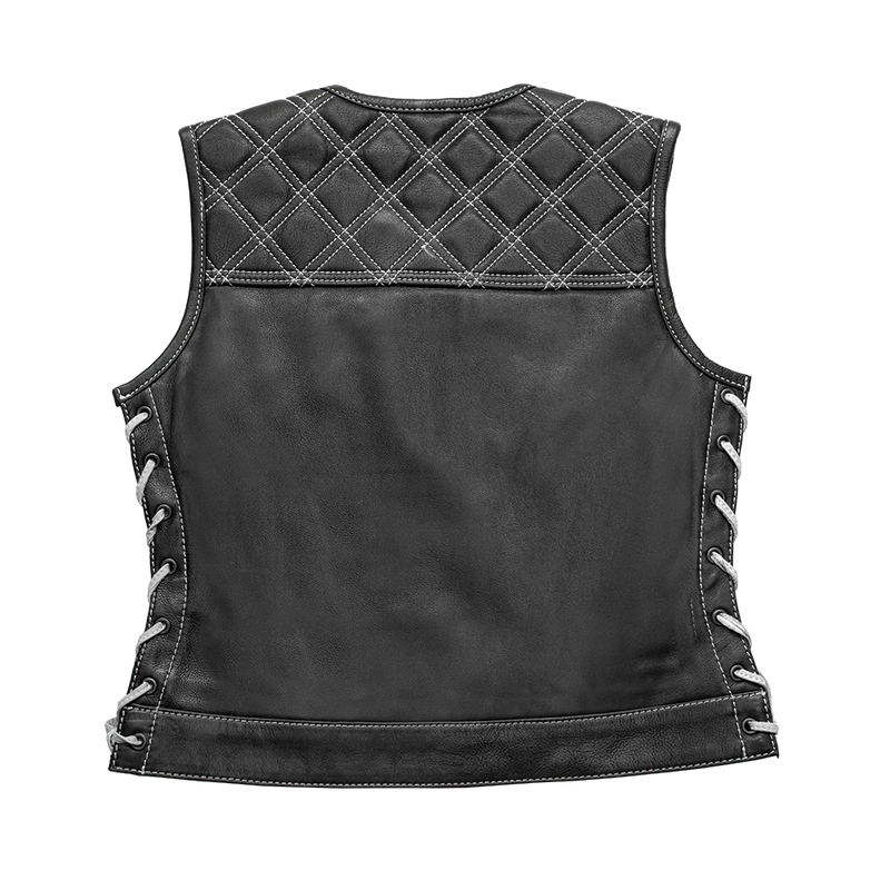 Bonnie - Women's Motorcycle Leather Vest - Diamond Quilt Women's Leather Vest First Manufacturing Company   