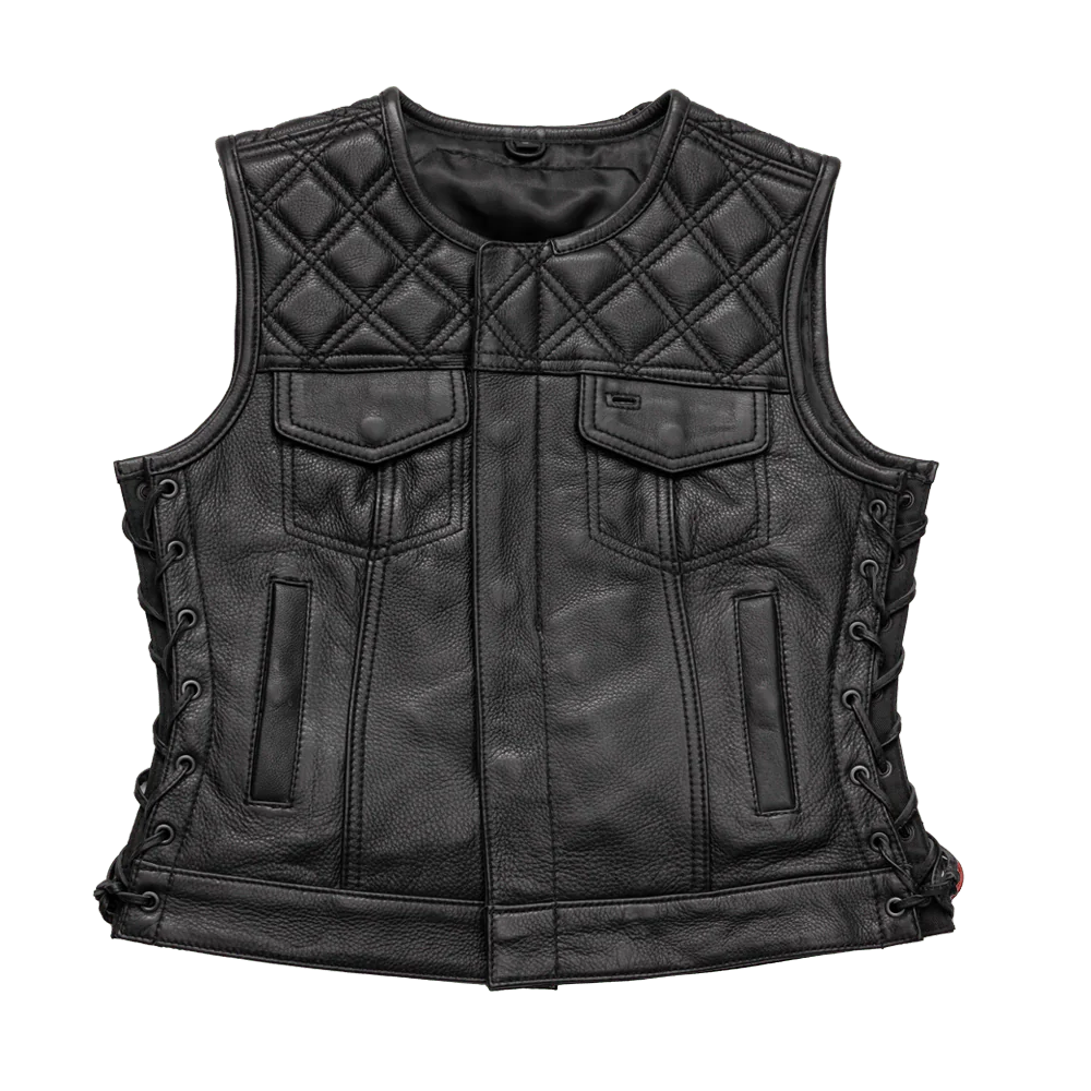 Bonnie - Women's Motorcycle Leather Vest - Diamond Quilt – DS Online