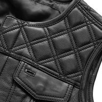 Bonnie - Women's Motorcycle Leather Vest - Diamond Quilt Women's Leather Vest First Manufacturing Company   