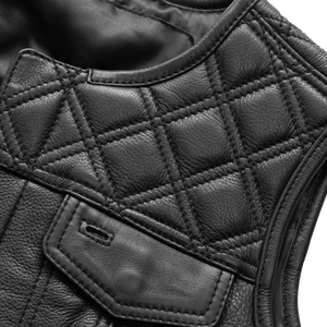 Bonnie - Women's Motorcycle Leather Vest - Diamond Quilt Women's Leather Vest First Manufacturing Company   