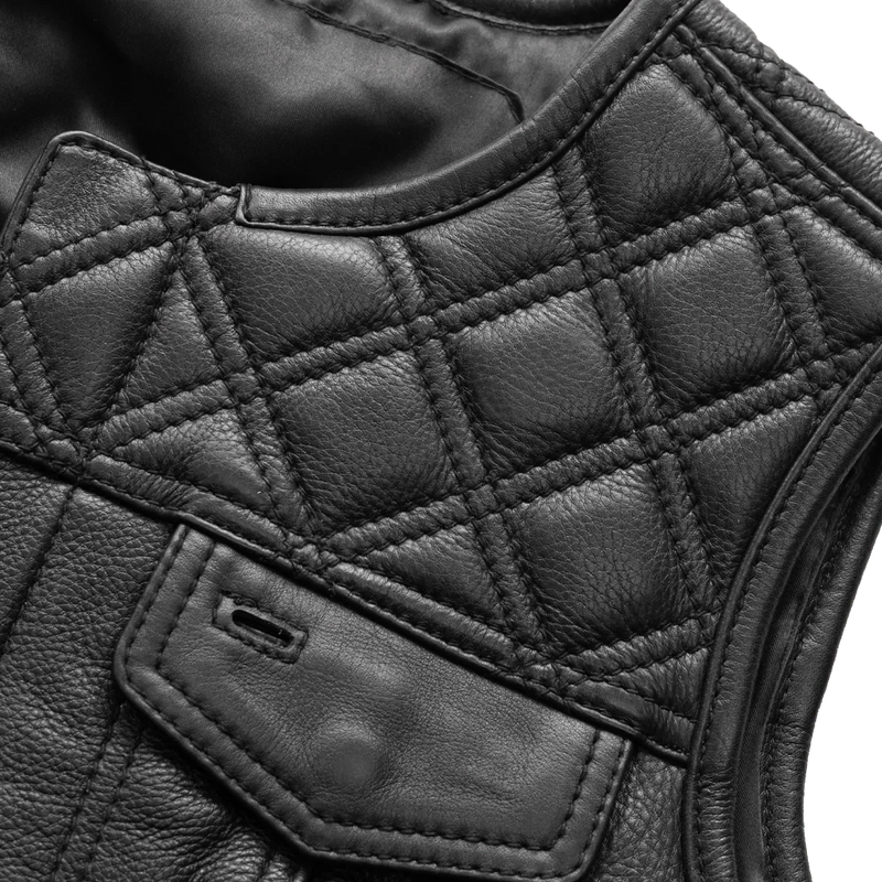 Bonnie - Women's Motorcycle Leather Vest - Diamond Quilt Women's Leather Vest First Manufacturing Company   