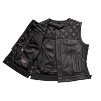 Bonnie - Women's Motorcycle Leather Vest - Diamond Quilt Women's Leather Vest First Manufacturing Company   