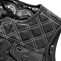 Bonnie - Women's Motorcycle Leather Vest - Diamond Quilt Women's Leather Vest First Manufacturing Company   