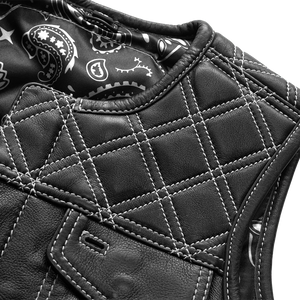 Bonnie - Women's Motorcycle Leather Vest - Diamond Quilt Women's Leather Vest First Manufacturing Company   