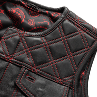 Bonnie - Women's Motorcycle Leather Vest - Diamond Quilt Women's Leather Vest First Manufacturing Company   