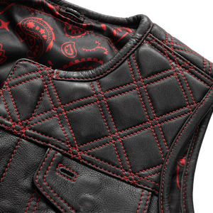 Bonnie - Women's Motorcycle Leather Vest - Diamond Quilt Women's Leather Vest First Manufacturing Company   