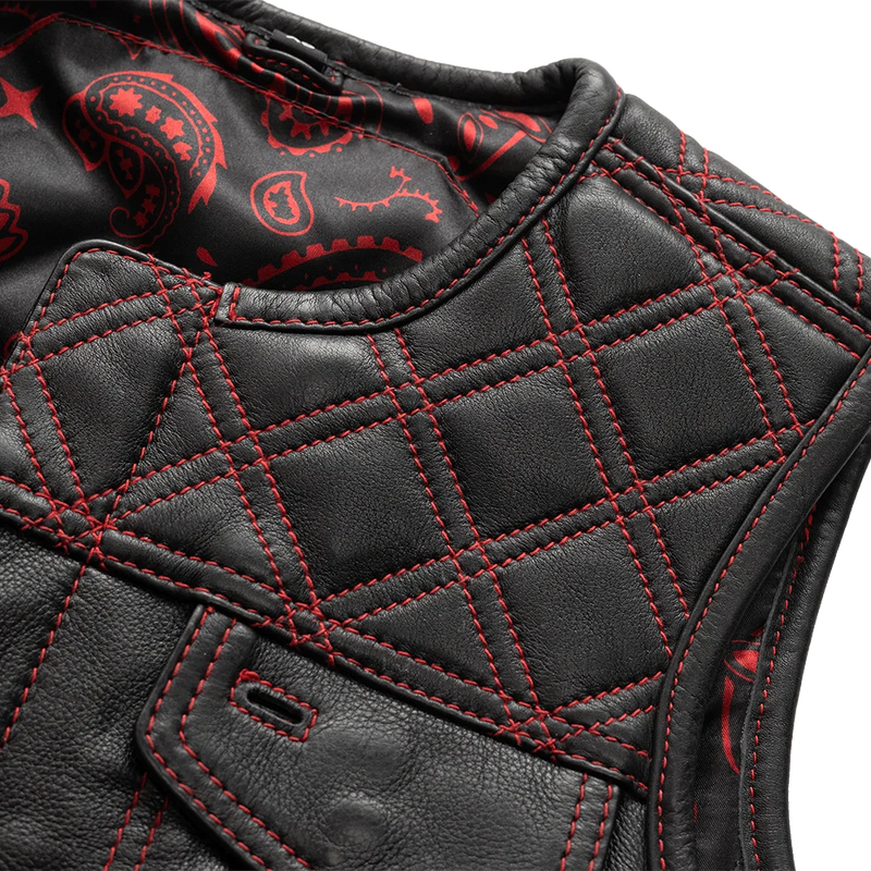 Bonnie - Women's Motorcycle Leather Vest - Diamond Quilt Women's Leather Vest First Manufacturing Company   