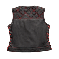 Bonnie - Women's Motorcycle Leather Vest - Diamond Quilt Women's Leather Vest First Manufacturing Company   