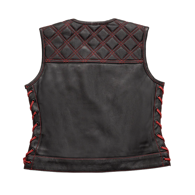 Bonnie - Women's Motorcycle Leather Vest - Diamond Quilt Women's Leather Vest First Manufacturing Company   