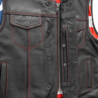 Born Free Men's Leather Motorcycle Leather Vest - Red Stitch - First Manufacturing CompanyMen's Leather Vest