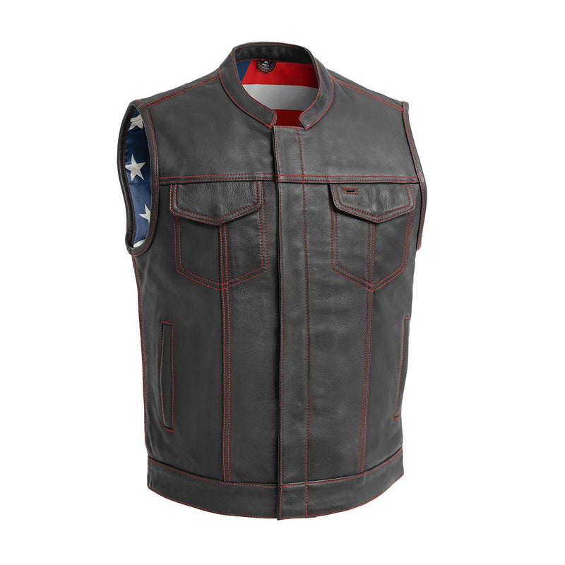 Born Free Men's Leather Motorcycle Leather Vest - Red Stitch - First Manufacturing CompanyMen's Leather Vest