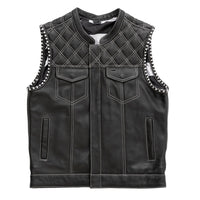 Burton - Men's Club Style Leather Vest - Limited Edition Men's Leather Vest First Manufacturing Company S  