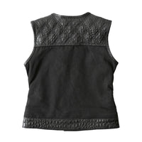 Carter - Women's Club Style Leather/Canvas Vest - Limited Edition Factory Customs First Manufacturing Company   