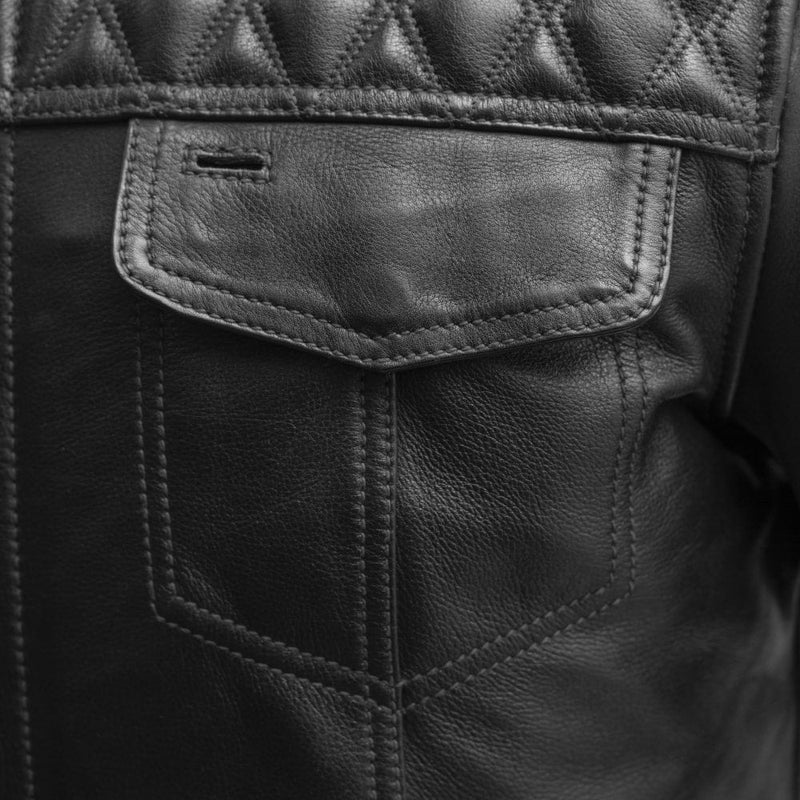 Cinder Men's Cafe Style Leather Jacket Men's Leather Jacket First Manufacturing Company   