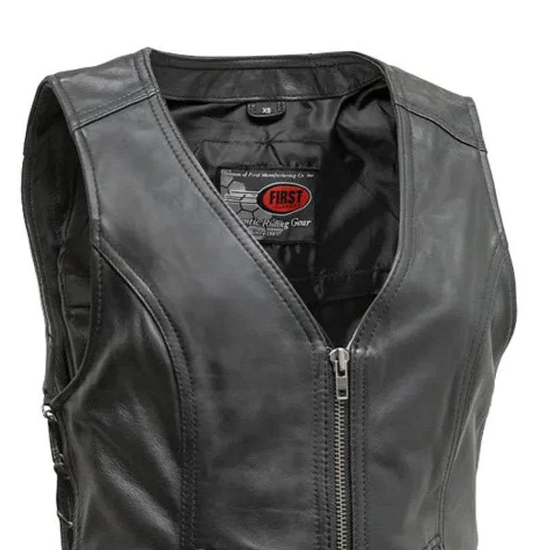Cindy Women's Leather Motorcycle Vest Women's Leather Vest First Manufacturing Company