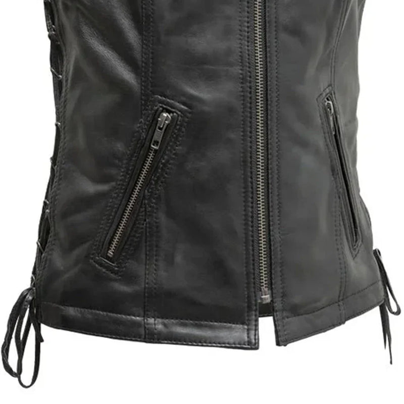 Cindy Women's Leather Motorcycle Vest Women's Leather Vest First Manufacturing Company