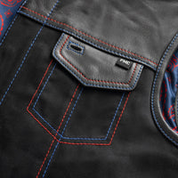 Colossus - Men's Leather/Twill Motorcycle Vest - Limited Edition Factory Customs First Manufacturing Company   